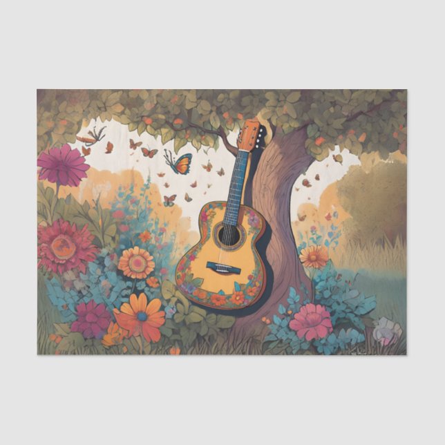 Papier de soie découpage Guitare sous l'Arbre (Recto)