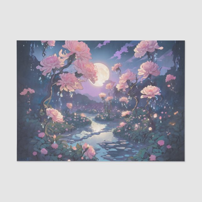Papier de soie découpage Jardin de pluie au clair  (Recto)