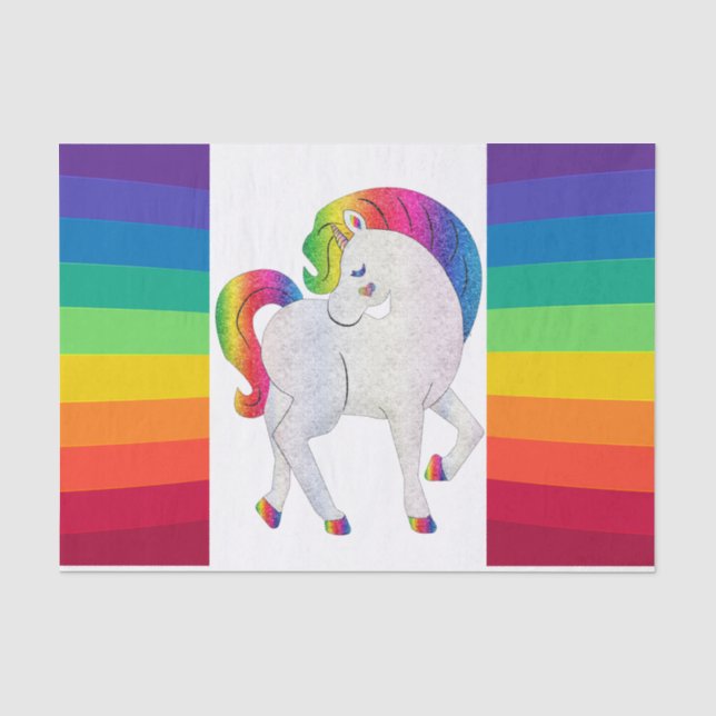 Papier de soie découpage Licorne Arc-en-ciel (Recto)