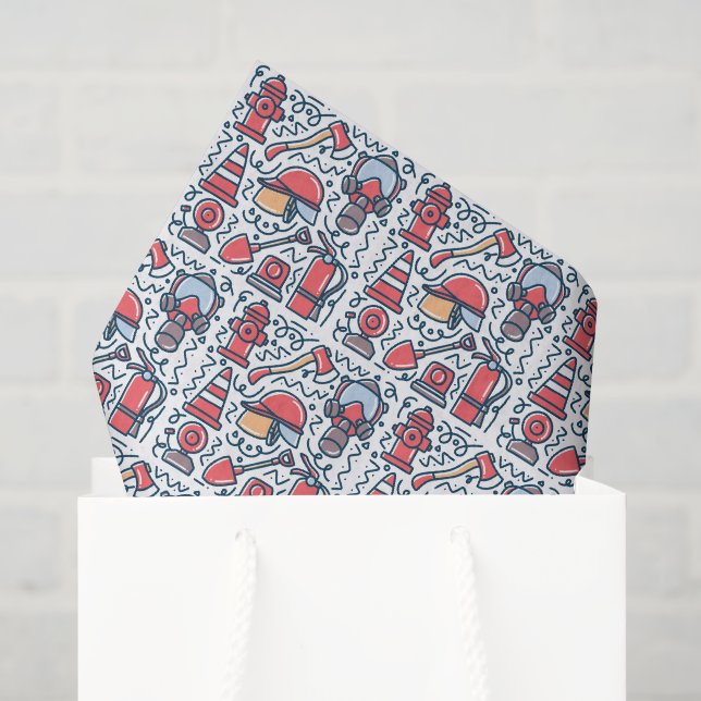 Papier de soie découpage pompier, héros de sauveta (Sac cadeau)