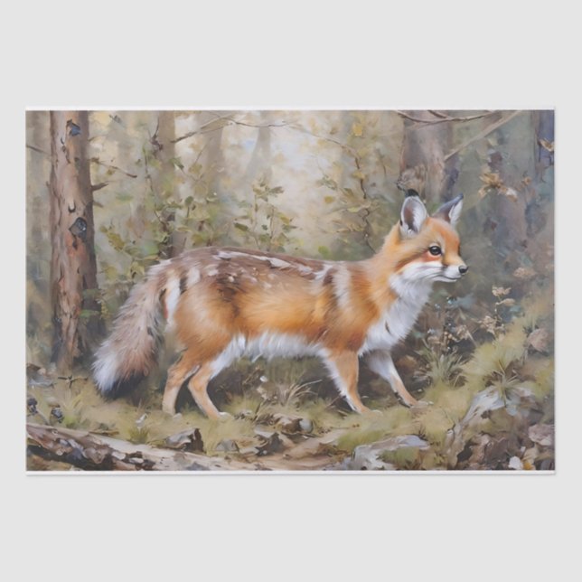 Papier de soie découpage Renard Mignon (Recto)