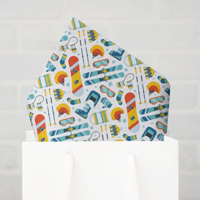 Papier de soie découpage Ski, Snowboard (Sac cadeau)