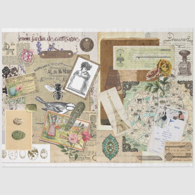 Papier de soie découpage style collage  (Recto)