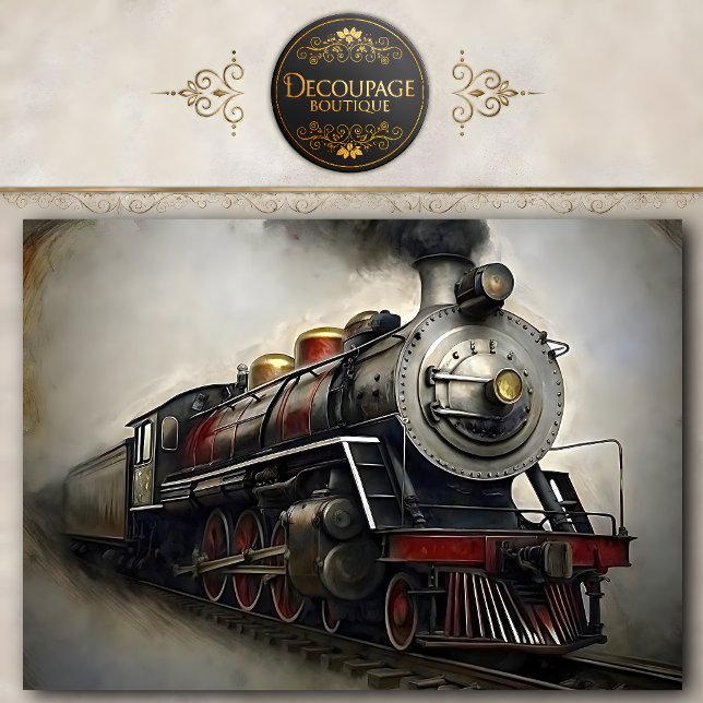 Papier de soie découpage Train à vapeur vintage (Vintage Steam Train Decoupage Tissue Paper)