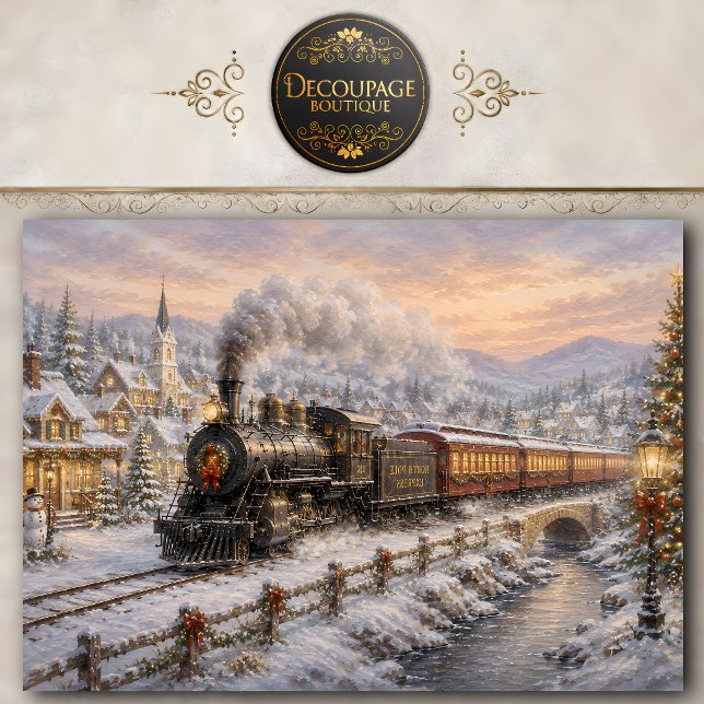 Papier de soie découpage Train de Noël (Christmas Train Decoupage Tissue Paper)