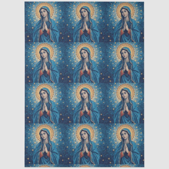 Papier de soie découpage Vierge Marie rose (Recto)
