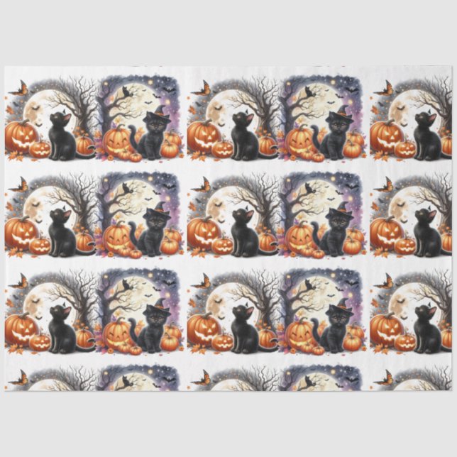 Papier de soie découpé à motifs de chat noir pour  (Recto)