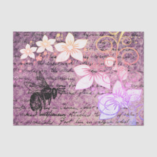 Papier de soie découpé abeille violet vintage
