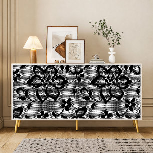 Papier de soie découpé en dentelle noire vintage