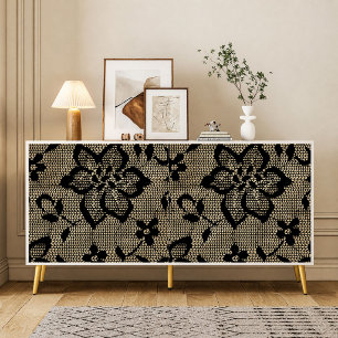 Papier de soie découpé en dentelle noire vintage