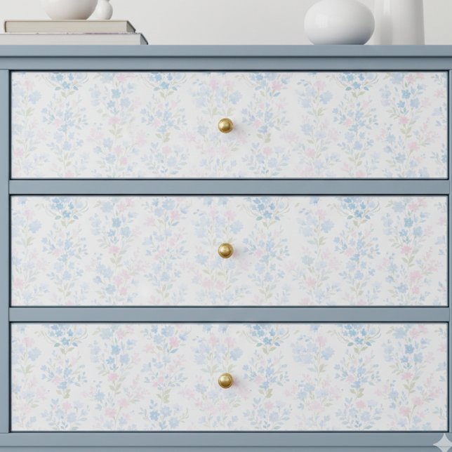 Papier de soie découpé floral pastel (preppy grandmillennial decoupage pink and blue floral tissue paper )