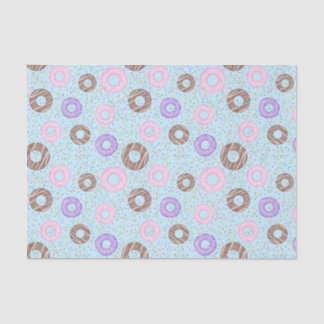Papier de soie Donuts Délicieux sur fond Bleu