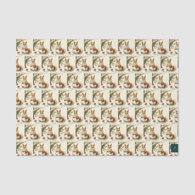 Papier de soie écureuil de Noël vintage (Recto)