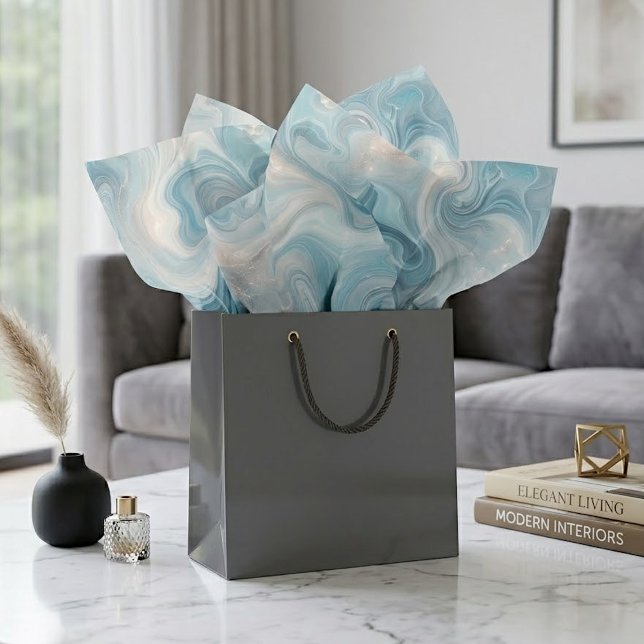 Papier de soie élégant chic gris bleu marbré (Créateur téléchargé)