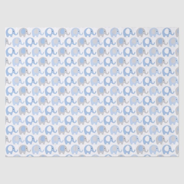 Papier de soie - Éléphants bleus et gris (Recto)