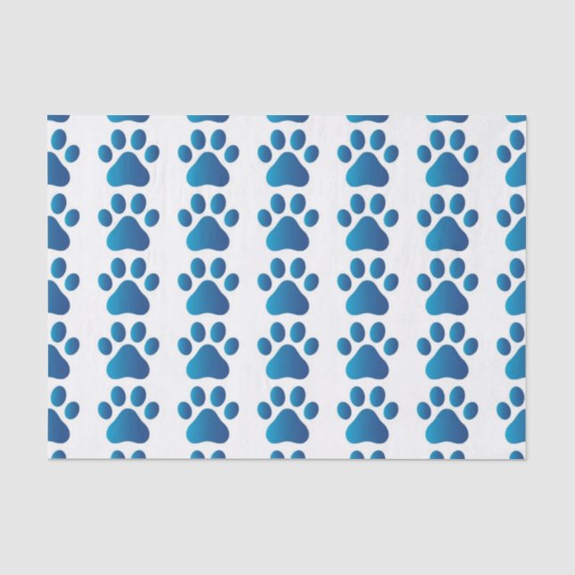 Papier de soie empreint de patte de chien bleu (Recto)