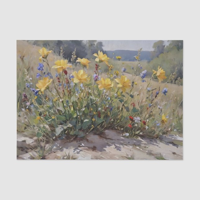 Papier de soie en découpage fleurs sauvages (Recto)