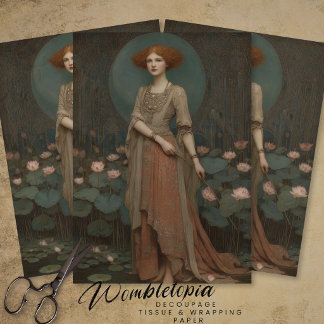 Papier de soie en découpage Lady Waterlily vintage