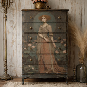 Papier de soie en découpage Lady Waterlily vintage