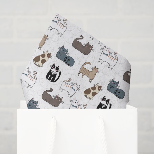 Papier de soie en forme de chat, découpage de chat (Sac cadeau)