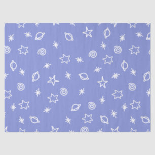Papier de soie Espace Bleu Gribouillis Étoiles Pla