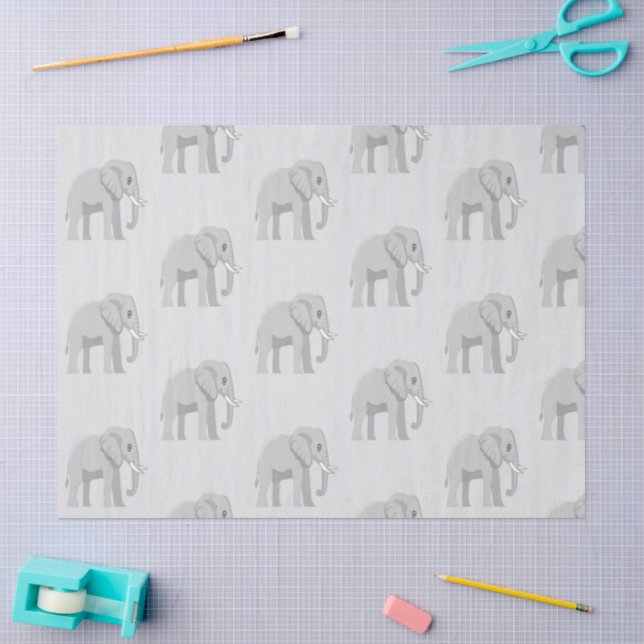 Papier de soie fantaisie Bébé éléphant et Lac  (Artisanat)