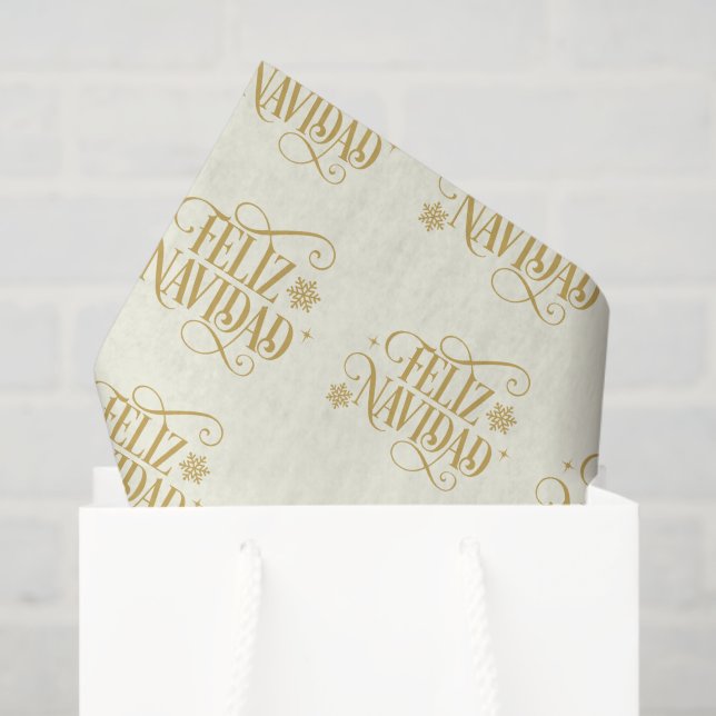 Papier de soie Feliz Navidad pour les fêtes (Sac cadeau)