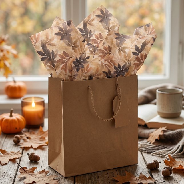 Papier de soie feuilles d'automne beige crème marr (Créateur téléchargé)