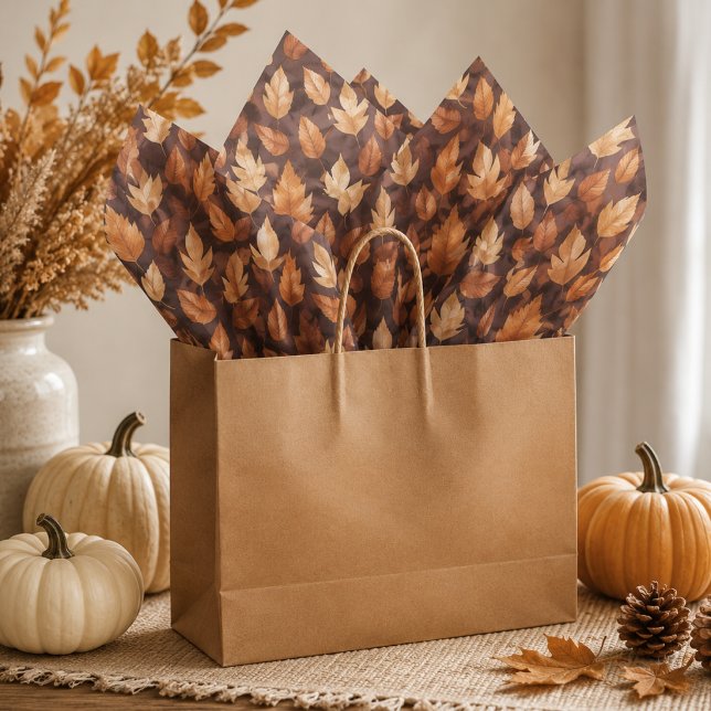 Papier de soie Feuilles d'Automne Brun Ambre Doré (Créateur téléchargé)