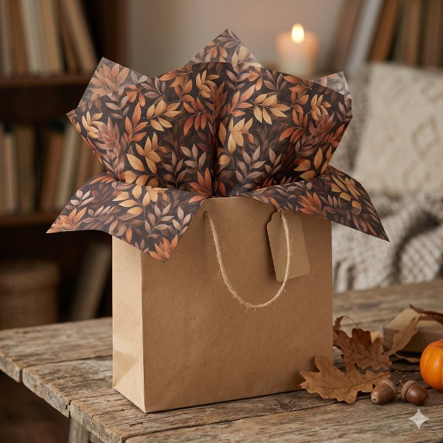 Papier de soie Feuilles d'Automne Brun Doré Riche (Créateur téléchargé)