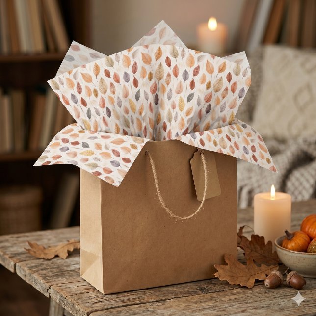 Papier de soie Feuilles d'automne en brun rouille, (Créateur téléchargé)