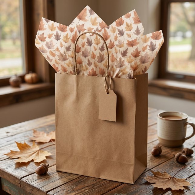 Papier de soie feuilles d'automne orange brûlé or  (Créateur téléchargé)