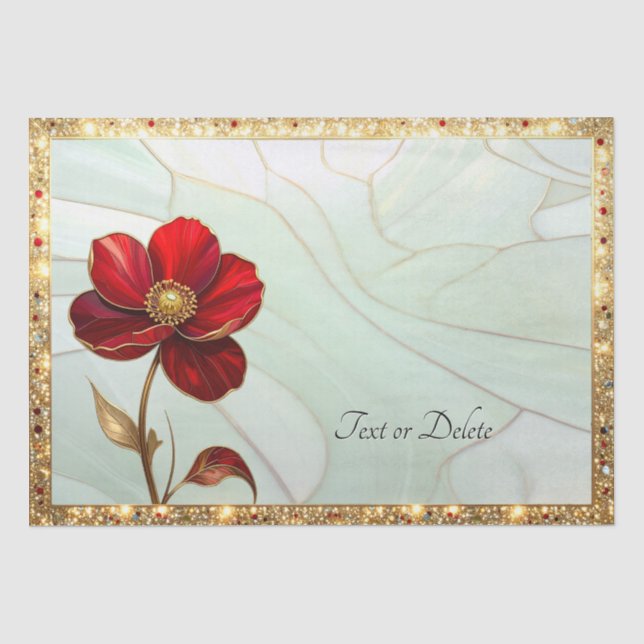 Papier de soie fleur rouge vitrail (Recto)