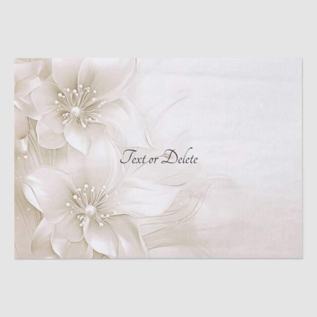Papier de soie fleurs blanc ivoire élégant (Recto)