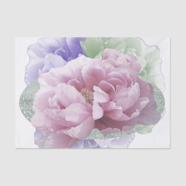 Papier de soie fleurs de pivoine multicolore (Recto)