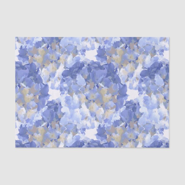 Papier de soie fleurs d'hydrangea bleu aquarelle (Recto)