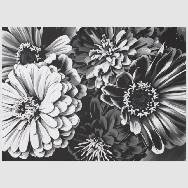 Papier de soie fleurs noires et blanches (Recto)