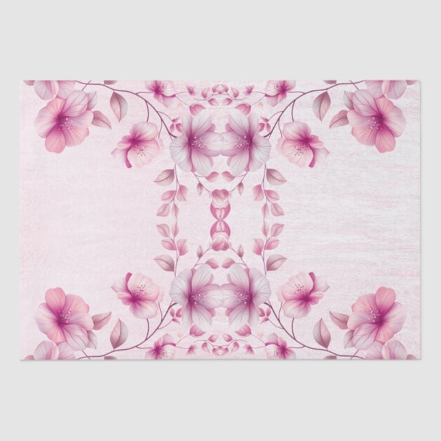 Papier de soie Fleurs roses à l'aquarelle (Recto)