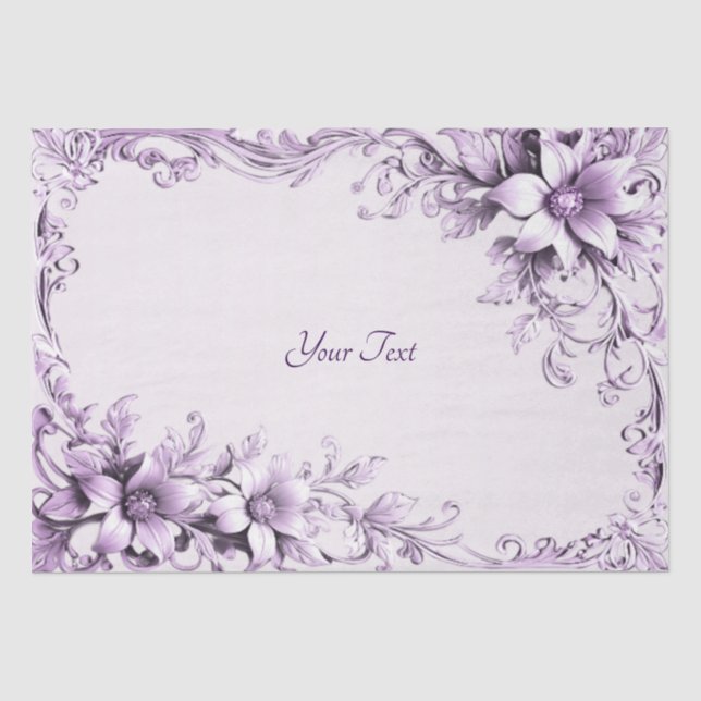 Papier de soie fleurs violettes élégant (Recto)