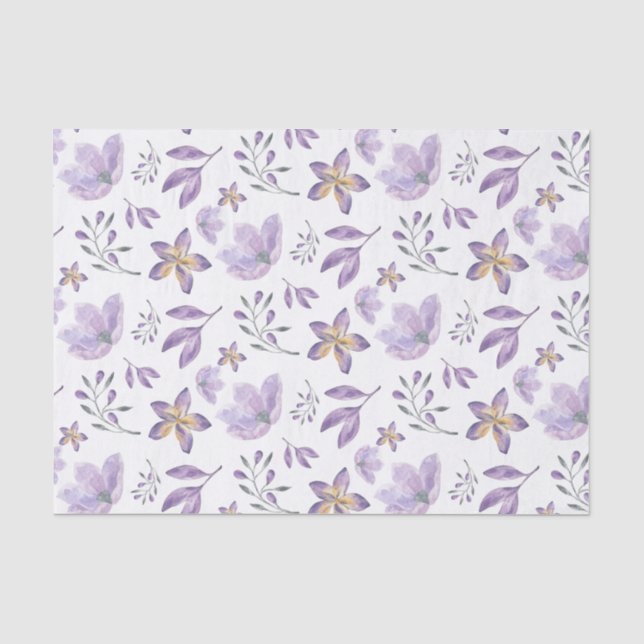 Papier de soie floral aquarelle violet  (Recto)