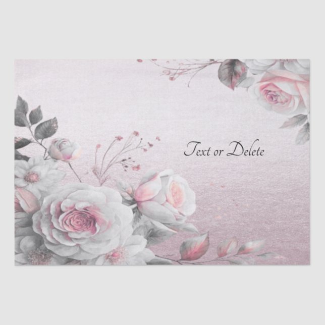 Papier de soie floral blanc rose (Recto)
