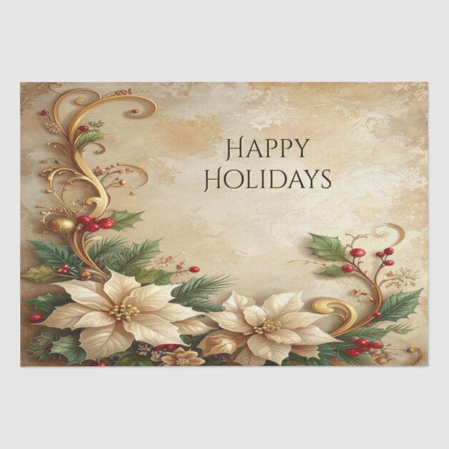 Papier de soie floral de Noël pour les fêtes (Recto)