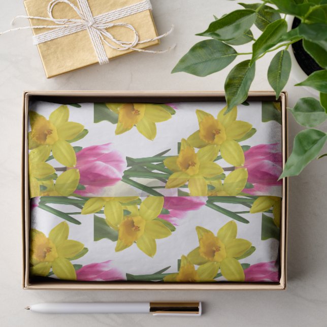 Papier de soie floral de printemps jonquilles et t (Cadeau)