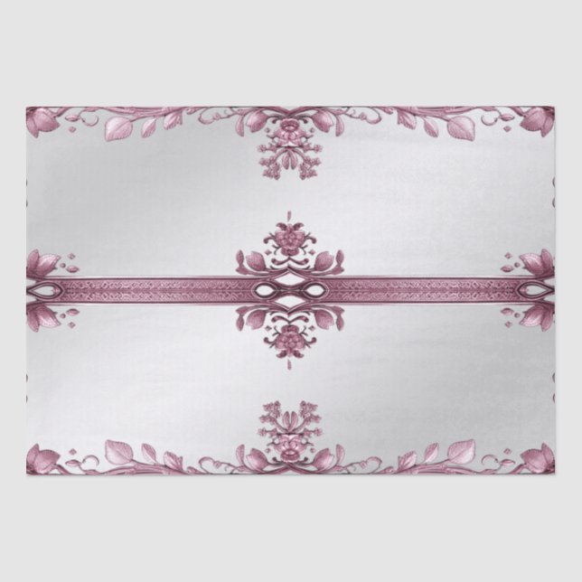 Papier de soie floral Fleurs roses prospèrent (Recto)