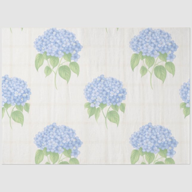 Papier de soie floral Hydrangea Luxe | Bleu élégan (Recto)