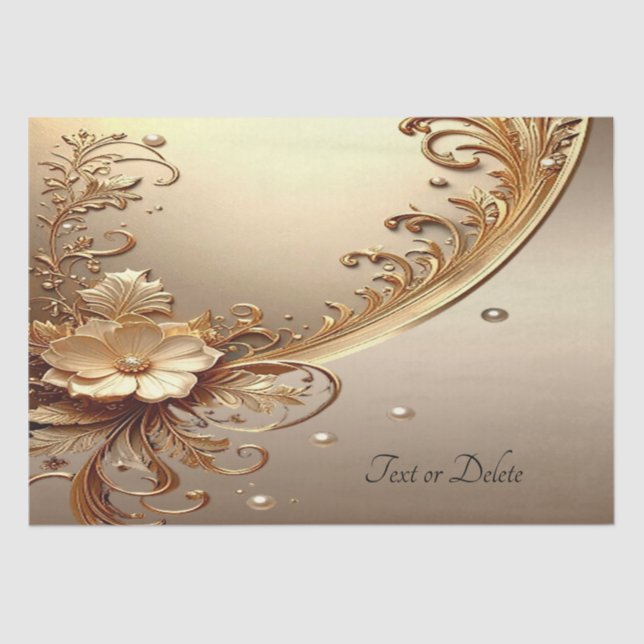 Papier de soie floral orné doré (Recto)