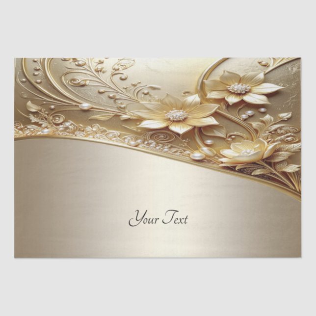 Papier de soie floral orné moderne avec perles (Recto)