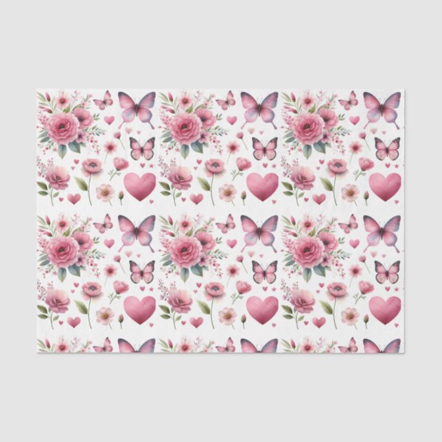 Papier de soie floral rose élégant (Recto)