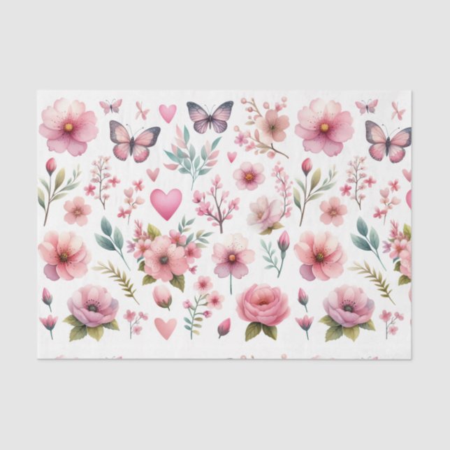 Papier de soie floral rose élégant (Recto)