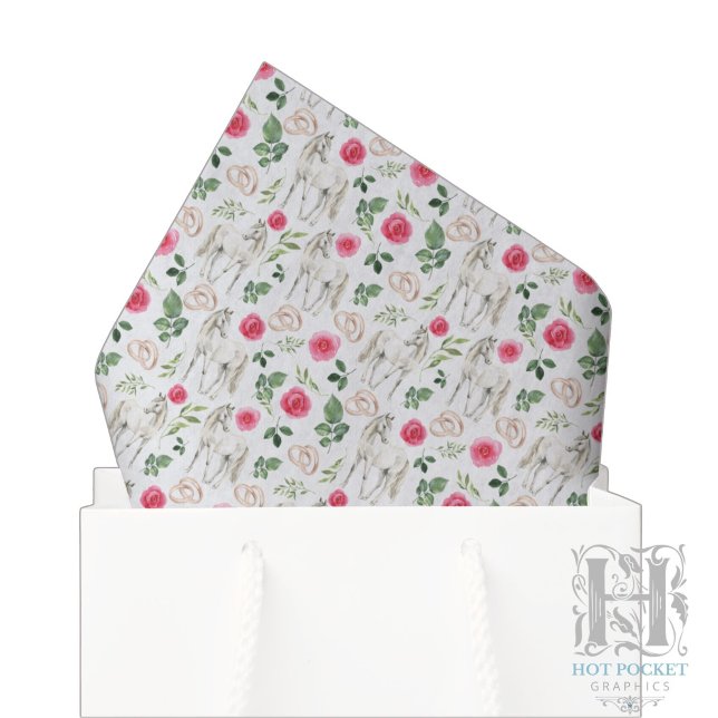 Papier de soie floral rose équestre rustique (Créateur téléchargé)